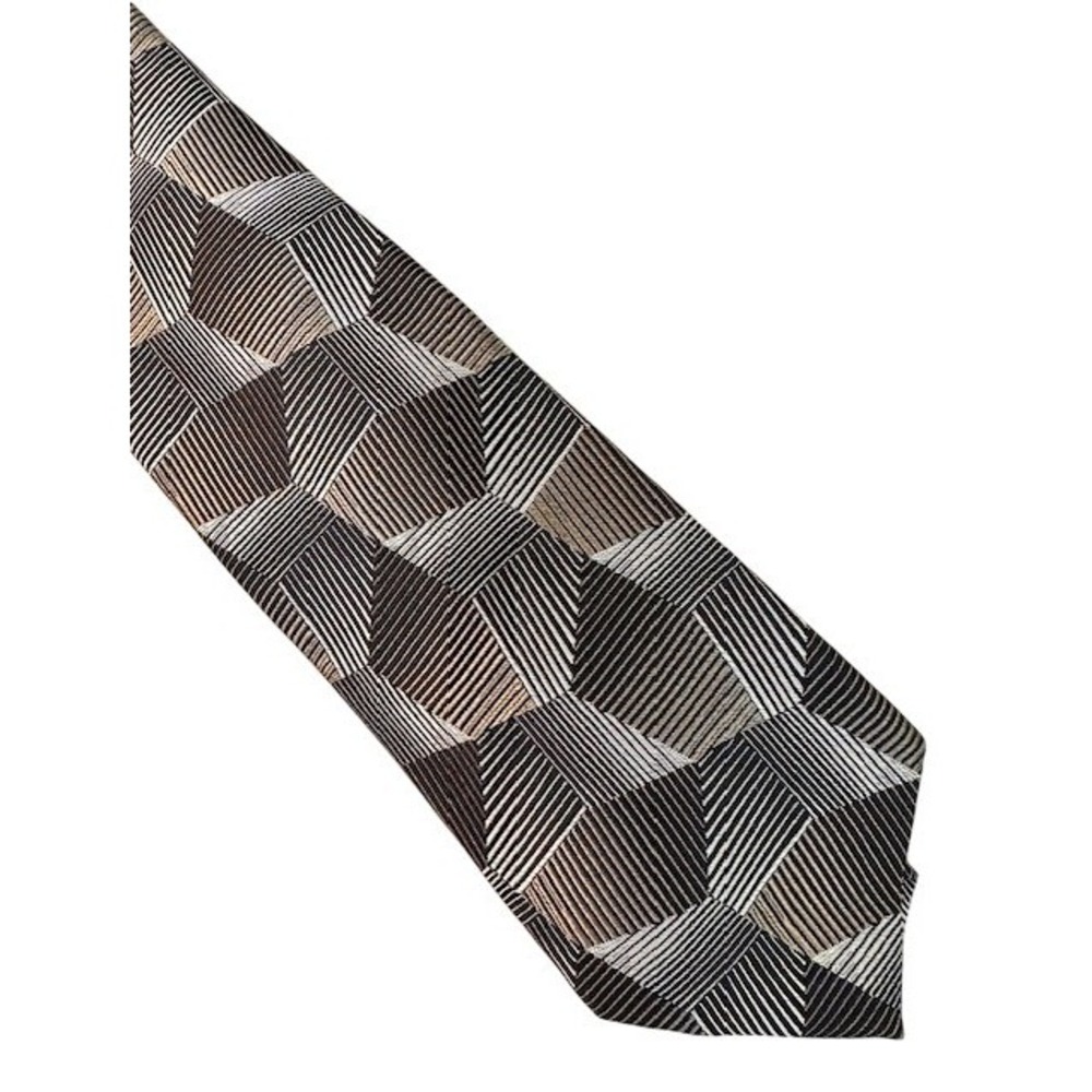 Robert Talbott Best of Class Nordstrom Extra Long Silk Tie Geometric Brown Tan
